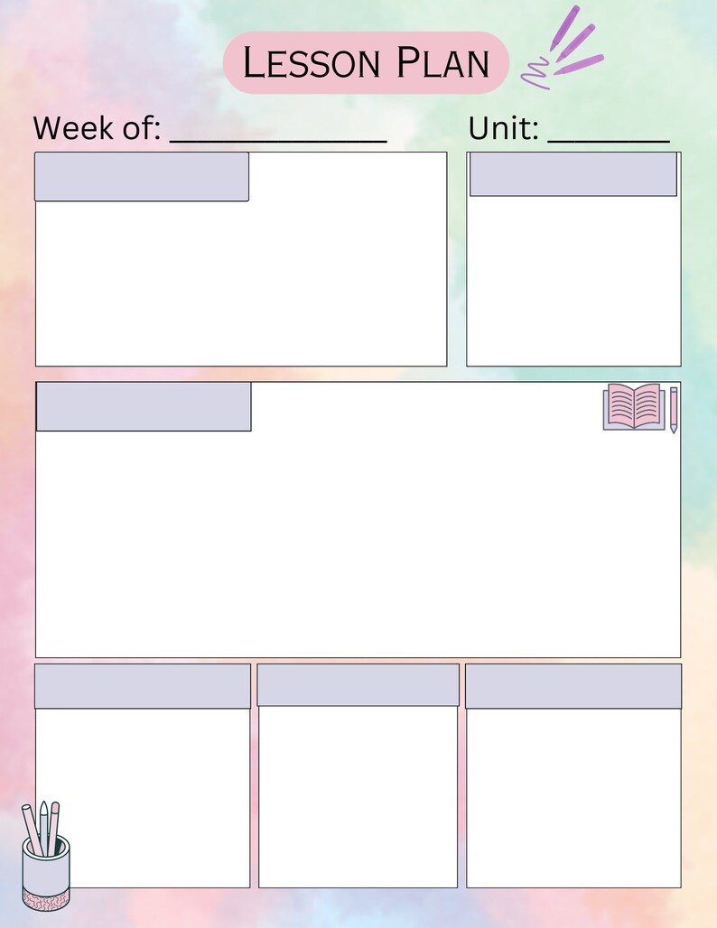 Lesson Plan Teacher Planner Printable Planner Pages Printable Lesson