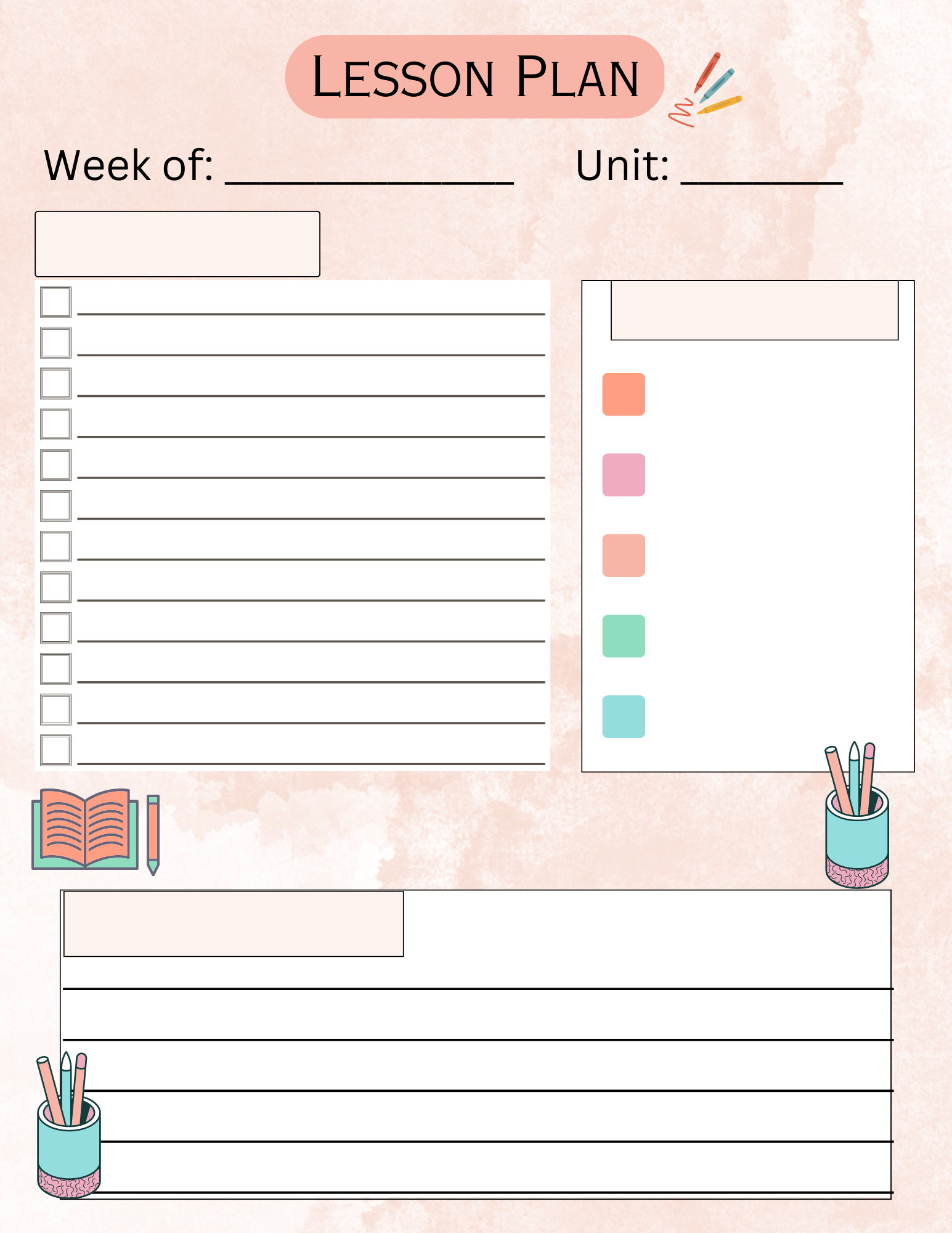 Teacher Printable Planner Lesson Planner Pages Printable Etsy