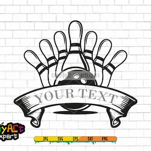 Bowling Name monogram SVG file, bowling svg, bowler svg, bowling cutfile, png dxf, digital download