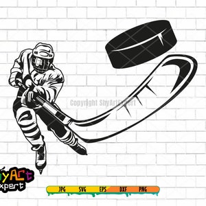 Hockey Player SVG File, Ice hockey svg, Hockey silhouette, clipart, png cut file, dxf