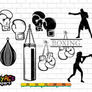 Boksen SVG-bestand, boksen bundel svg, boksen silhouet, vechten svg, clipart, png, bestand knippen, sublimatie print