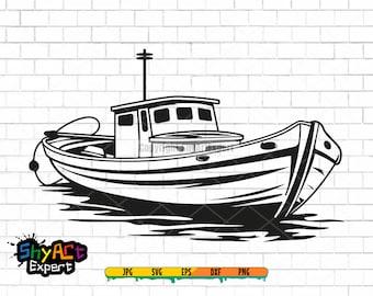 Fishing Boat SVG file, boat svg, fishing ship svg, boat monogram, cut file, clipart, dxf, png