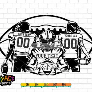 Three Football player SVG, Personalized Name Football Player svg, Superbowl Clipart, Football name, Football Season, Png Ai Dxf eps
