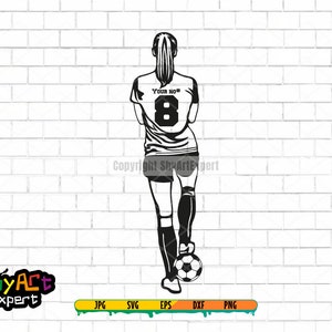 Girl rear Soccer Player number SVG file, soccer svg, soccer png, soccer team, clipart, dxf, cut file for cricut