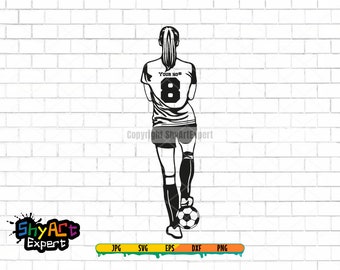 Girl rear Soccer Player number SVG file, soccer svg, soccer png, soccer team, clipart, dxf, cut file for cricut