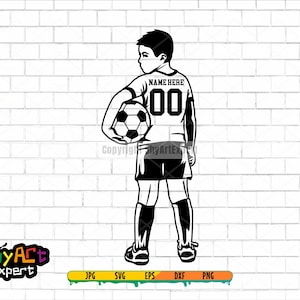 Soccer boy Player SVG file, soccer svg, Personalized Name, soccer team, clipart, dxf, cut file for cricut