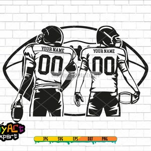 Two Football player SVG, Personalized Name Football Player svg, Superbowl Clipart, Football name, Football Season, Png Ai Dxf eps