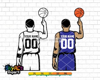 Spinning Basketball Player SVG-Datei, personalisierte Name svg, Basketball svg, farbige Ebenen, Basketball-Team, Basketball-Saison, Png,