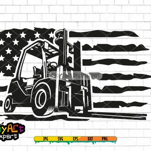 Us Forklift SVG file, forklift truck silhouette, forklift clipart, dxf, warehouse svg, cut file, cricut file