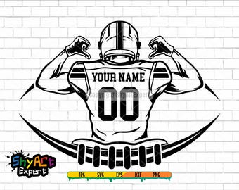 Football player Rear SVG, Personalized Name Football Player svg, Superbowl Clipart, Football name, Football Season, Png