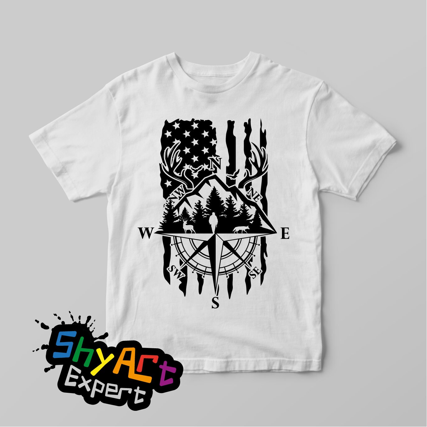 Us Flag Hunting Compass SVG File, Deer Hunting Svg, Hunt Life Svg, Hunt