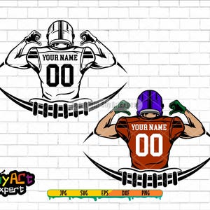 Football player rear SVG file, Personalized Name and Number svg, football team, Football Season, Cricut file, Sublimation Designs, Png