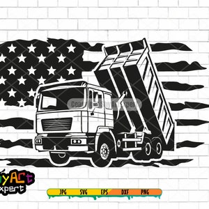 Us flag Dump Truck SVG file, Truck svg, trucker svg, png, clipart, Dumptruck cut file for cricut, dxf