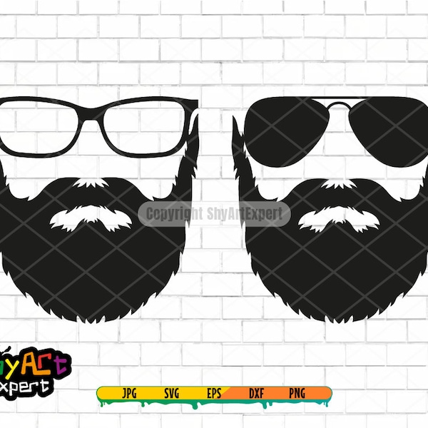 Beard with glasses SVG file, beard svg, beard clipart, mustache svg, dad svg, png, dxf, cut file