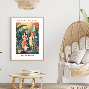 Mother Nature Woman Art, Gallery Printable Wall Art, Modern Boho Wall Art, Minimalist, Pablo Picasso/Matisse, Empowered Women, Feminist,