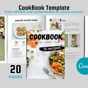 Cookbook Canva Template, Family Cookbook, Editable Recipe Book Template | Printable Family Cookbook | Recipe E-Book ,Fully Customizable,Food