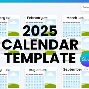 2025 Editable Photo Calendar Template | Fully Editable, Printable | Edit for Free in Canva | Custom Family Photo Calendar | Instant Download