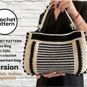CROCHET PATTERN Palermo Bag Pattern Tote Pattern crochet purse woman bag, summer bag, handbag, crochet shoulder bag, Bag Crochet Pattern
