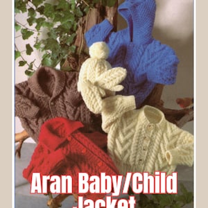 Baby childrens aran jackets KNITTING PATTERN pdf, Baby toddler childrens aran cardigan knitting pattern pdf download aran jackets