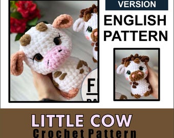 Amigurumi Crochet Patterns, Little Cow, Cow Plush Crochet Pattern, Baby Cow Amigurumi PDF, Crochet Animals, Pdf Instant Download,