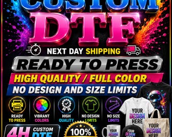 Custom Dtf Print, Custom Dtf Transfer, Gang Sheet, Digital Prints, Full Color, Custom Heat Transfer, Dtf Sublimation, Shirt Transfer, DTF
