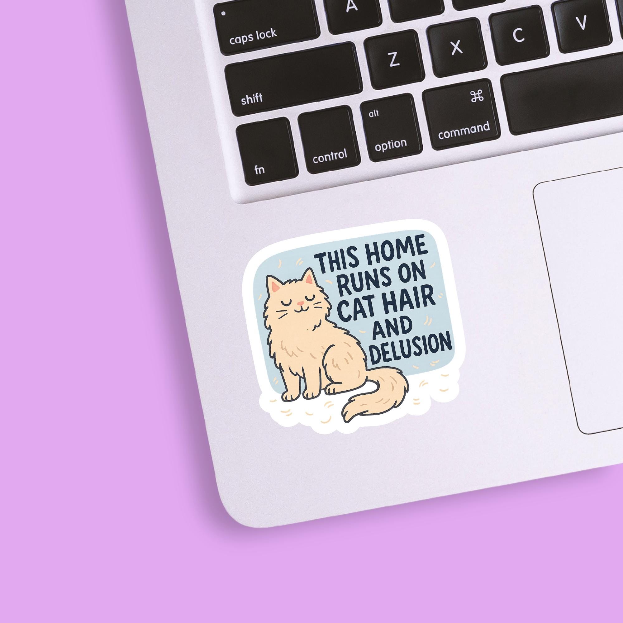 Delusion Graphics Sticker Funny Cat Hair Delusion Vinyl Sticker – Waterproof Laptop Decal (pet ...