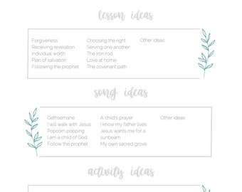 Family Home Evening Idea Sheet