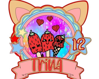 Rainbow Cake Topper SVG Shaker Customizable Party Decor Craft, Digital Download Cat Ears Multicolor Cake Shaker Decoration for Crafters