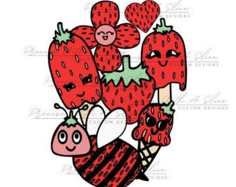 Strawberry SVG | Cute Fruit SVG | Fruit with Faces Digital File | Animated Strawberry Digital File | Cute strawberry SVG |