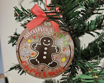 Gingerbread Ornament Any Color, Custom Ornament with Name, Baby's First Christmas, Merry Christmas Gingerbread Ornament, Custom Saying
