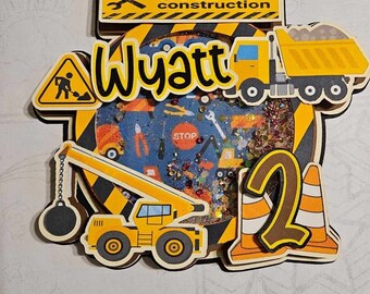 Construction Cake Topper Shaker for Birthday, Dump Truck Cake Decor, Traffic Cone Dessert Topper, Construction Party Decoration For Cake