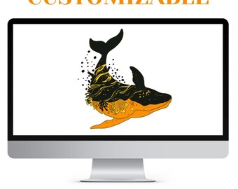 Mandala Whale SVG: Customizable Geometric Cut File (Digital Download)