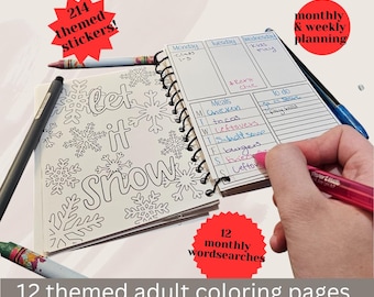 2025 Mini Journal Planner: Themed Stickers, Coloring Pages, Word Searches