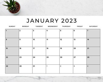 Simple and Minimal Monthly Printable 2023 Calendar - Landscape