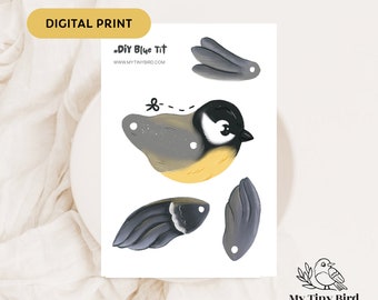 DIY Articulated bird from paper ı Printable bird origami  ı Bird paper folding  ı paper craft