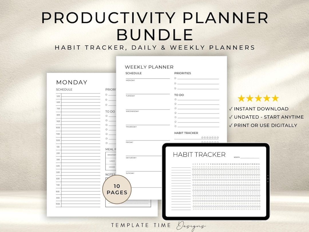 Clean Task Planner Design Minimalist Productivity Planner Printable | Clean Digital Planner ...