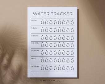 Minimalistischer wöchentlicher Wassertracker Printable | Farbe In 7 Tage Hydration Challenge | PDF | Habit Tracker | Sofort Download