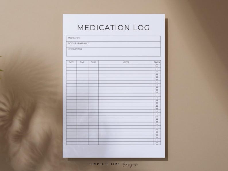 Daily Medication Tracker Printable | Medicine Log | Caregiver ...