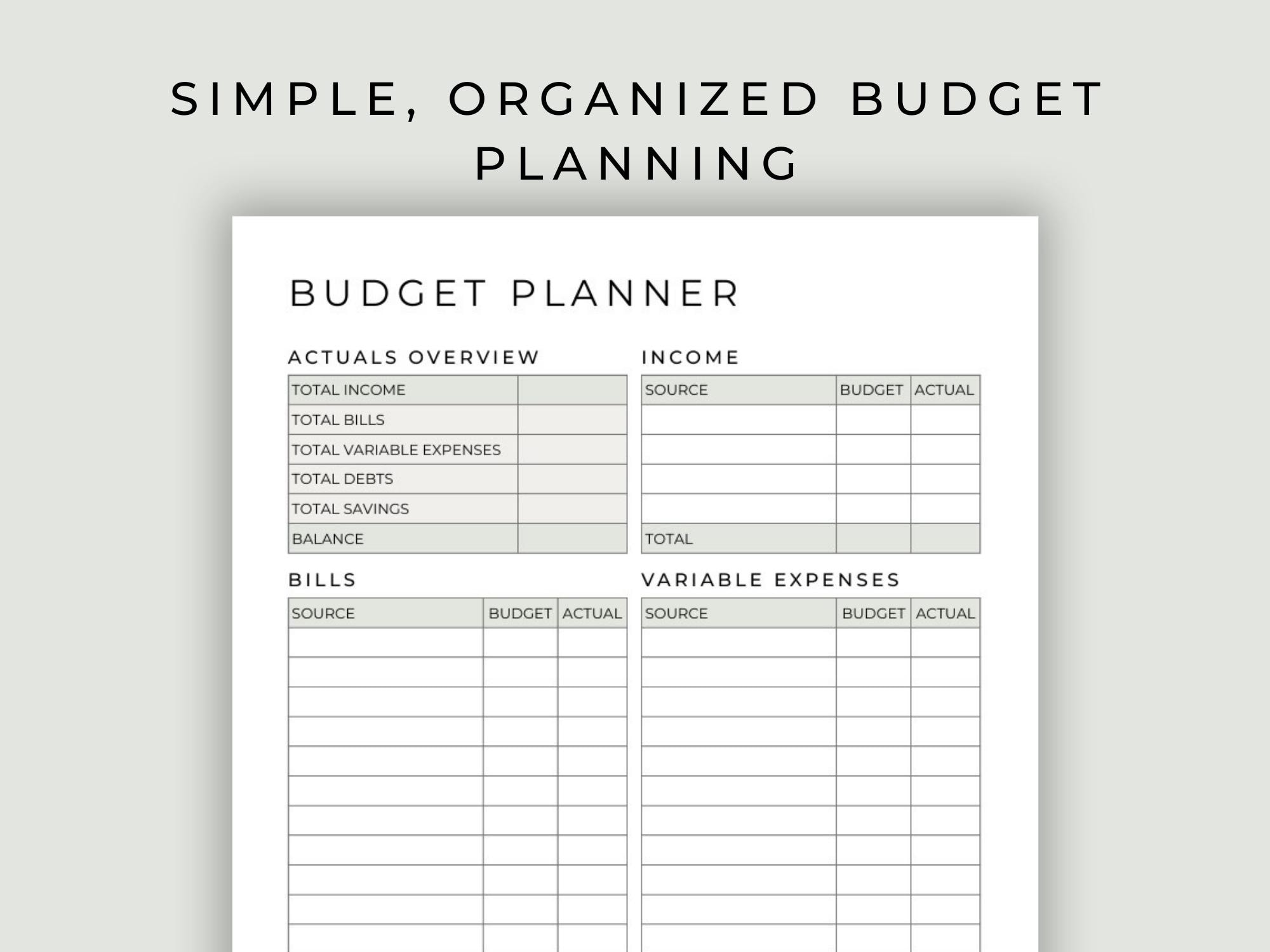 Minimalist Printable & Digital Budget Planner PDF | Monthly Finance ...