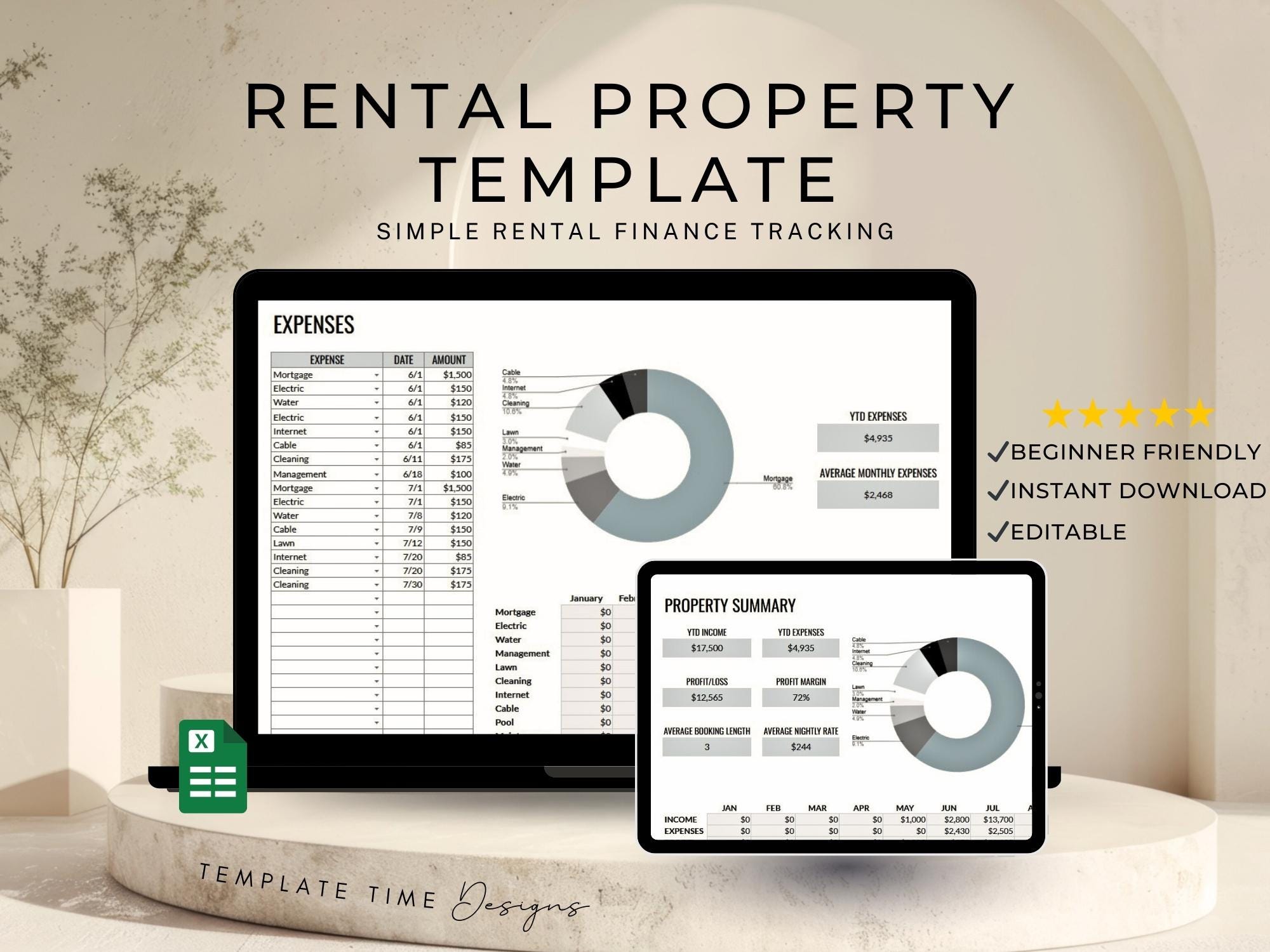 Rental Property Manager: Excel Spreadsheet Template - Etsy