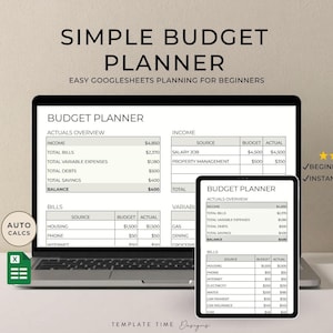 Monthly Budget Spreadsheet Template for Google Sheets | Editable Personal Finance Planner with Auto Calculations, Bills & Savings Tracker