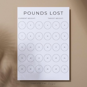 30 Pound Weight Loss Tracker Printable | Editable PDF Weight Loss Chart | Fitness Goal Tracker | 30 lb Progress Chart | Instant Download