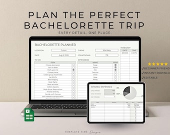 Junggesellinnenabschied Planer Template für Google Sheets | Bearbeitbare Gästeliste, Reiseplan, Buchungen, Ausgaben & Zahlung-Tracker
