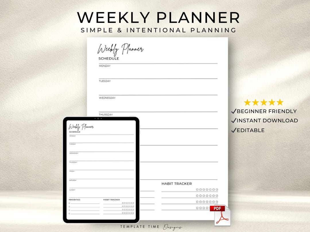Aesthetic Weekly Planner Printable | Cute Daily Schedule, Priorities ...