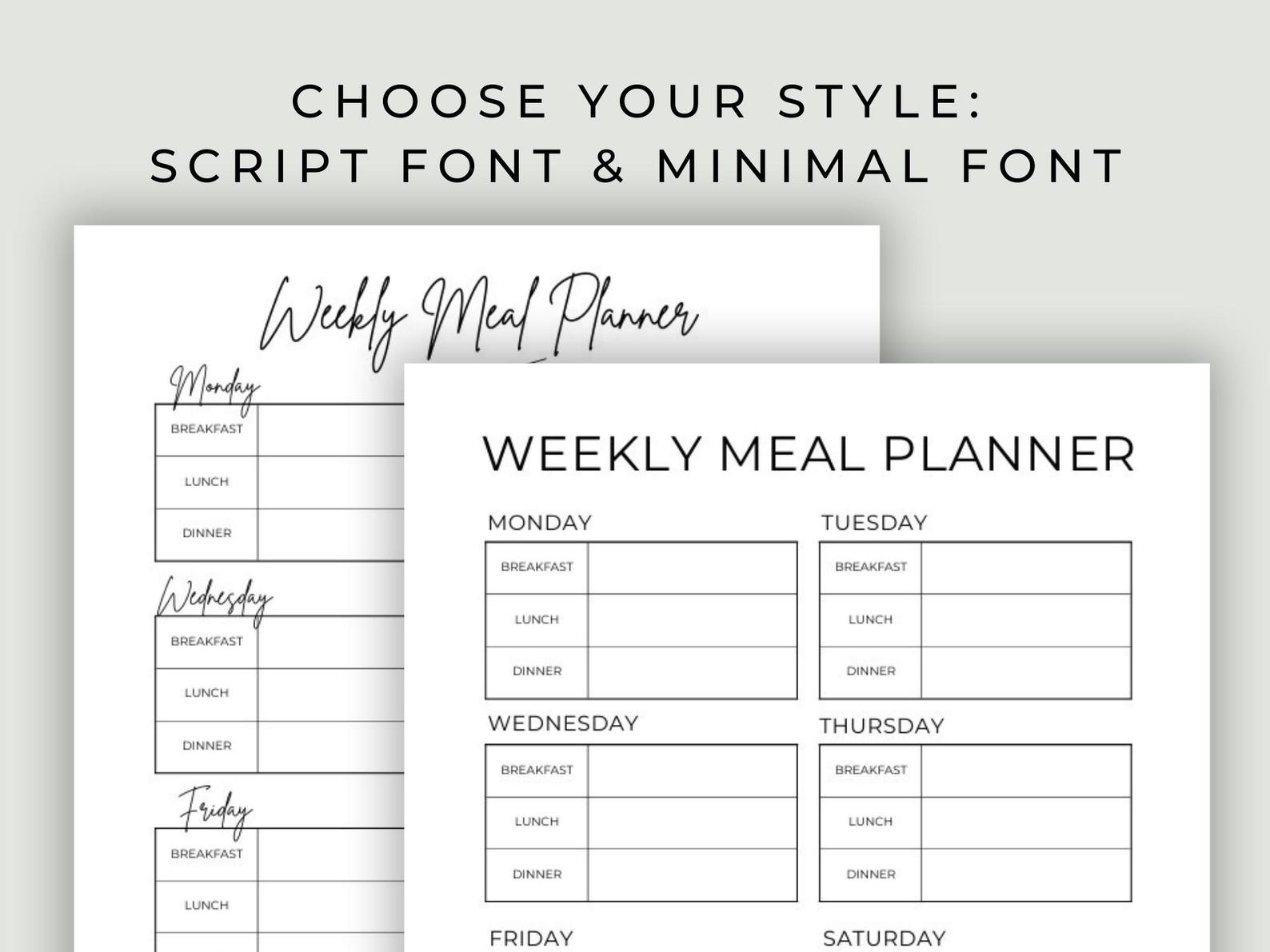 Weekly Meal Planner Printable | Cute Aesthetic Meal Planner | Digital ...