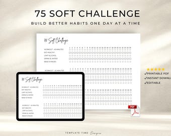 Ästhetischer 75 Tage Soft Challenge Tracker Printable | 75 Tage Habit Tracker PDF | Süßer 75 Tracker | Fitness Challenge Tracker | Tägliche Gewohnheiten