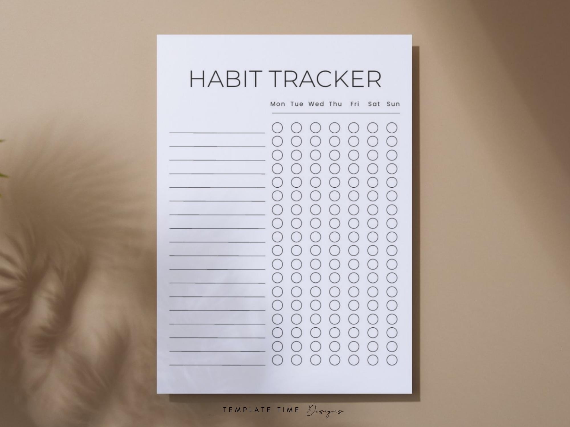 Weekly Habit Tracker Printable PDF | Clean Minimal Habit Planner ...