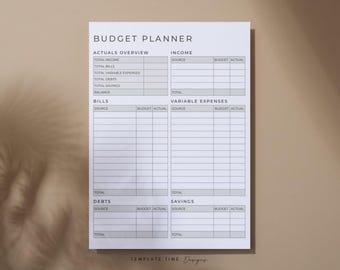 Minimalistischer druckbarer & digitaler Haushaltsplaner PDF | Monatlicher Haushalts-Organizer | Bearbeitbarer Geld-Tracker | Moderner persönlicher Haushaltsplaner