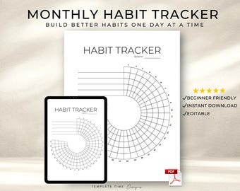 Stern Habit Tracker Druckbare PDF | Täglicher und monatlicher Habit Tracker | Bearbeitbar in GoodNotes, Apple Books, Acrobat | Sofort Download