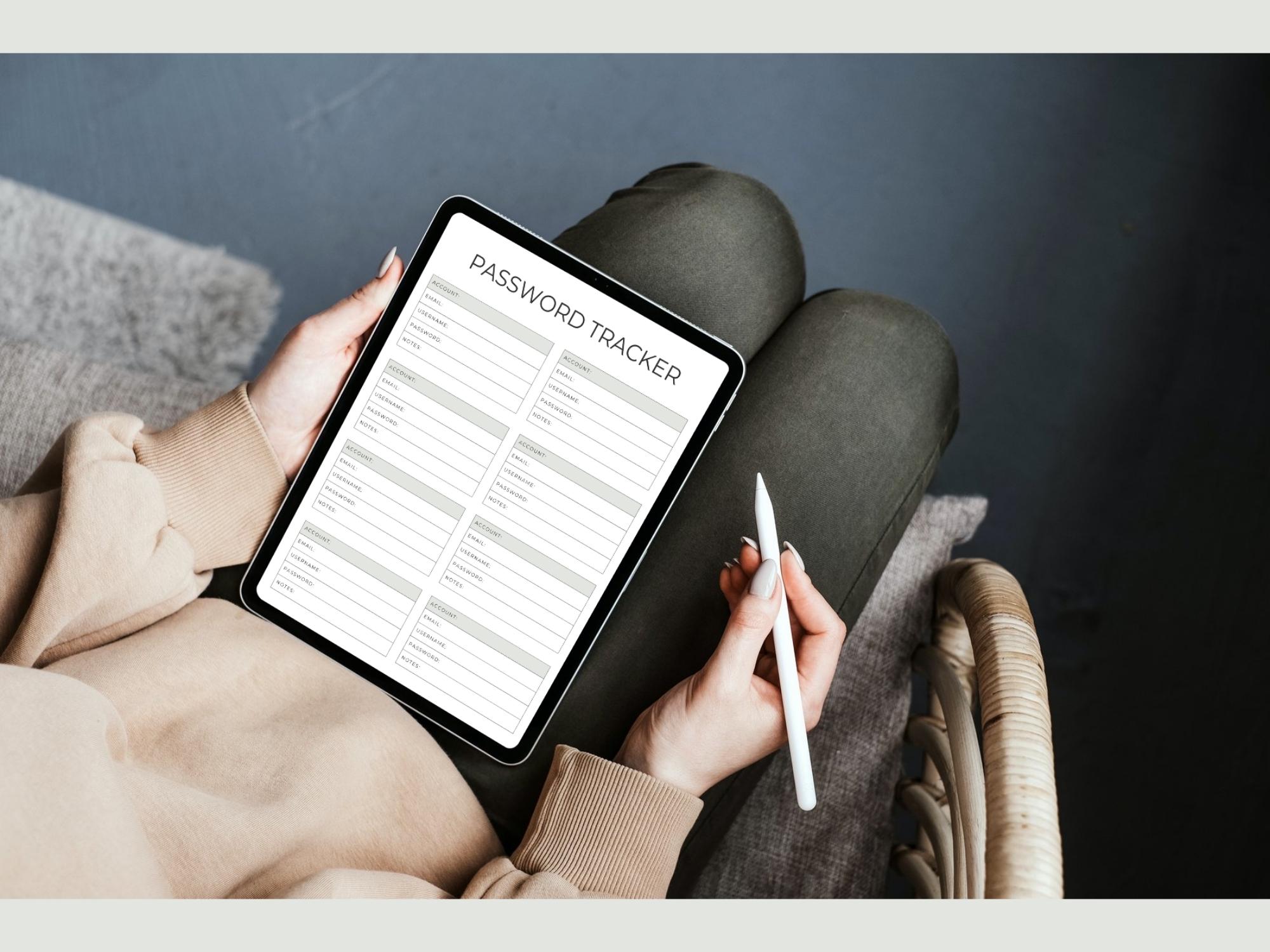 Printable Password Tracker Template PDF | Digital Password Log ...
